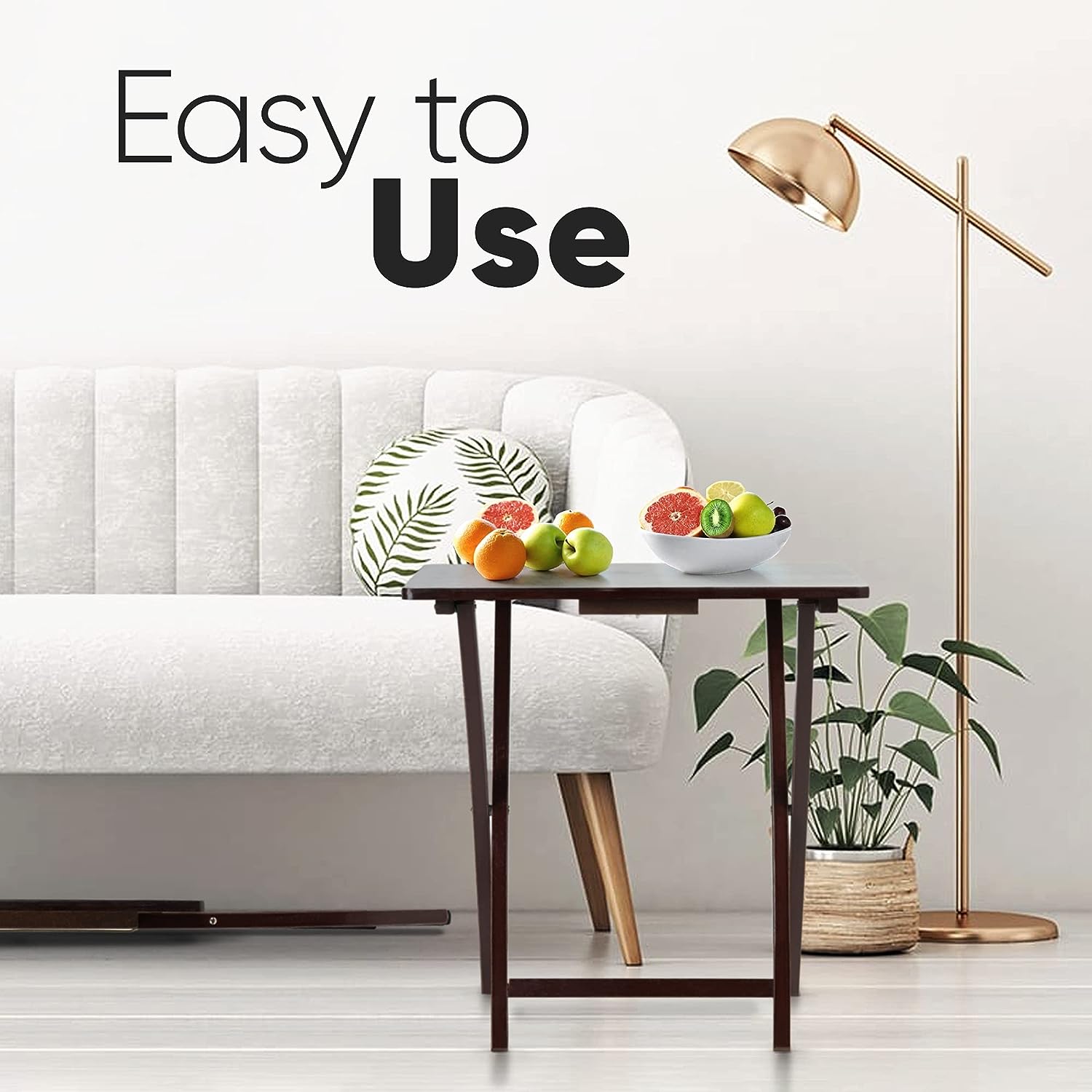 PJ Wood 5-Piece Folding TV Tray & Snack Table - Espresso... PJ Wood 5-Piece Folding TV Tray & Snack Table - Espresso