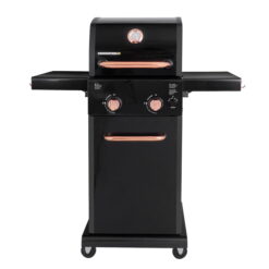 Permasteel 2-Burner Compact Propane Gas Grill with Foldable Sides, Black with Copper Accent