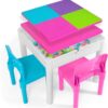 Play Platoon 5 in 1 Kids Sensory Activity Table and Chair Set- Toddler Table and Chairs with Water Table, Building Block Table, Craft & Sensory Table for Toddlers with 2 Chairs & 25 XL Blocks, Pastel