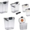 Progressive Prepworks ProKeeper 6 Piece Kitchen Clear Plastic Airtight Food Flour And Sugar Storage Organization Container Baking Canister Set, White