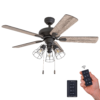 Prominence Home Madison County 42" Bronze Industrial Ceiling Fan with 5 Blades, 3 Arm Cage Light Kit, Remote & Reverse Airflow