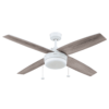 Prominence Home Memphis 52" White Modern Ceiling Fan with 4 Blades, Integrated LED Light Kit, Pull Chains & Reverse Airflow
