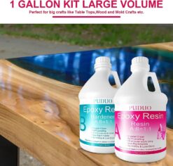 Puduo Epoxy Resin Crystal Clear Art 1 Gallon Kit for Coating, Casting, Resin Art, Jewelry, Tabletop, Bar Top, Live Edge Tables, Fast Curing 2 Part Epoxy Casting Resin Kit…