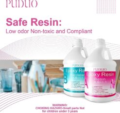 Puduo Epoxy Resin Crystal Clear Art 1 Gallon Kit for Coating, Casting, Resin Art, Jewelry, Tabletop, Bar Top, Live Edge Tables, Fast Curing 2 Part Epoxy Casting Resin Kit…