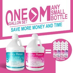 Puduo Epoxy Resin Crystal Clear Art 1 Gallon Kit for Coating, Casting, Resin Art, Jewelry, Tabletop, Bar Top, Live Edge Tables, Fast Curing 2 Part Epoxy Casting Resin Kit…