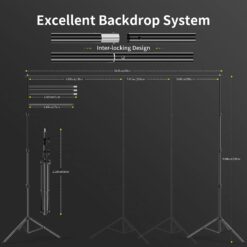 RALENO Softbox Photography Lighting Kit, 8.5ft x 10ft Background Support System
