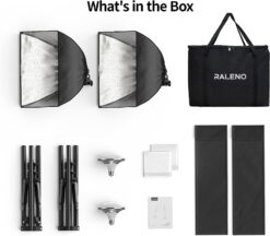 RALENO® Softbox Lighting Kit Photography Studio Equipments with 90 CRI LED Bulbs, Continuous Lighting System for Video Recording and Photography Shooting