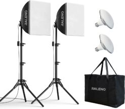RALENO® Softbox Lighting Kit Photography Studio Equipments with 90 CRI LED Bulbs, Continuous Lighting System for Video Recording and Photography Shooting