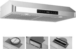 Range Hood 30 inch Under Cabinet with 800CFM, EVERKICH, Stainless Steel Kitchen Vent Stove Hood, Touch Control, Permanent Stainless Steel Filters，Top and Rear Vents