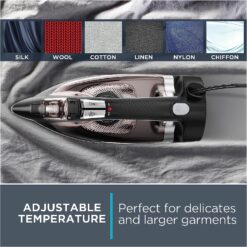 Rowenta Access Stainless Steel Soleplate Steam Iron with Retractable Cord 350 Microsteam Holes, Cotton, Wool, Poly, Silk, Linen, Nylon 1725 Watts Portable, Ironing, Garment Steamer DW2459