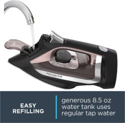 Rowenta Access Stainless Steel Soleplate Steam Iron with Retractable Cord 350 Microsteam Holes, Cotton, Wool, Poly, Silk, Linen, Nylon 1725 Watts Portable, Ironing, Garment Steamer DW2459