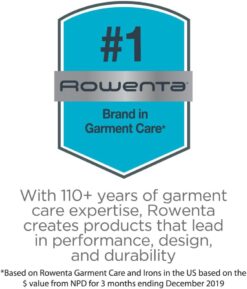Rowenta Focus Stainless Steel Soleplate Steam Iron for Clothes 400 Microsteam Holes, Cotton, Wool, Poly, Silk, Linen, Nylon 1725 Watts Portable, Ironing, Garment Steamer DW5280