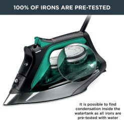 Rowenta Pro Master Stainless Steel Soleplate Steam Iron for Clothes 400 Microsteam Holes, Cotton, Wool, Poly, Silk, Linen, Nylon 1775 Watts Ironing, Garment Steamer, Powerful Steam DW8360
