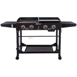 Royal Gourmet 4-Burner GD402 Portable Flat Top Gas Grill and Griddle Combo with Folding Legs, 48,000 BTU, Black