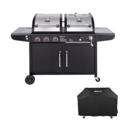 Royal Gourmet ZH3002C 3-Burner 25,500-BTU Dual Fuel Cabinet Gas and Charcoal Grill Combo with Cover
