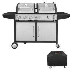 Royal Gourmet ZH3002SC 3-Burner 25,500-BTU Dual Fuel Cabinet Gas and Charcoal Grill Combo with Cover
