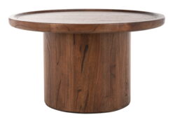 SAFAVIEH Devin Solid Round Pedestal Coffee Table, Dark Brown