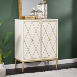 SEI Harrisvan Contemporary style Two-Door Accent Cabinet in Cream and gold finish