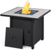 SMILE MART 30" Outdoor Propane Square Fire Pit Table 50,000 BTU with Ceramic Tabletop for Garden/Patio/Courtyard, Black