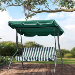 SUGIFT 3 Person Outdoor Canopy Steel Porch Swing Chair, Green