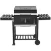 SUGIFT Outdoor 24" Charcoal Grill with Side Shelf and Wheels, Black