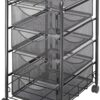 Safco Onyx Mesh 4 Drawer Rolling File Cart Portable, Swivel Wheels, Heavy-Duty Steel Mesh Perfect for Home & Office Organization 5214BL, Black Powder Coat Finish