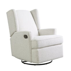 Second Story Home Hemingway Upholstered Wingback Swivel Gliding Recliner- Boucle