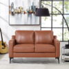 Serta Hemsworth Mid-Century Modern Style 2 Seater Indoor Loveseat, Brown Faux Leather