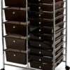 Seville Classics Rolling Utility Organizer Storage Cart for Home Office, School, Classroom, Scrapbook, Hobby, Craft, 15 Drawer, Black