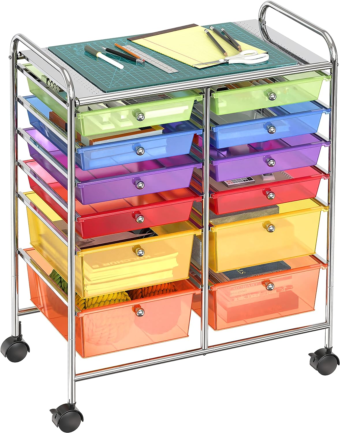 SimpleHouseware 8-Drawers Rolling Storage Cart, Chrome