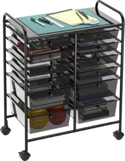 SimpleHouseware 12-Drawers Rolling Storage Cart, Black
