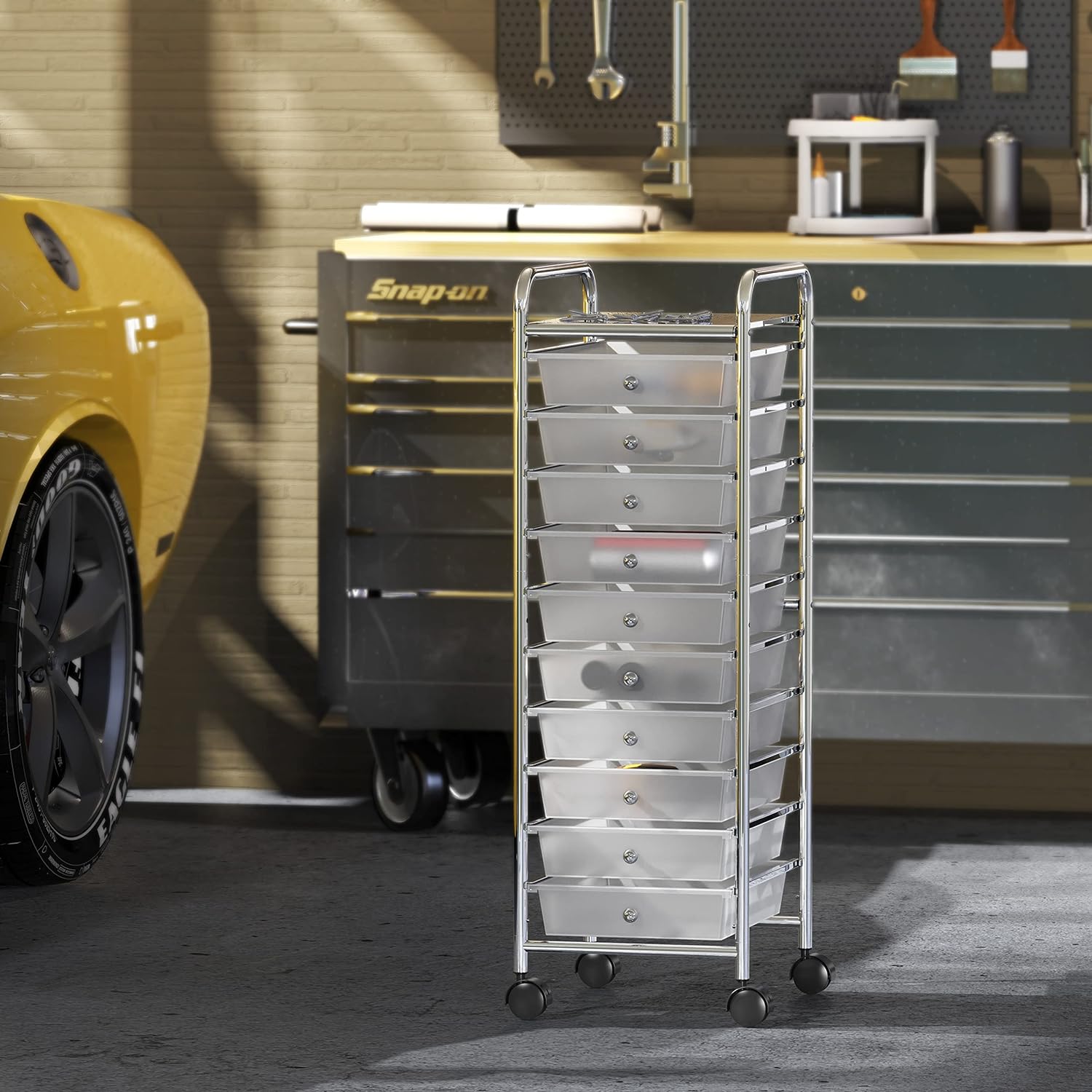 SimpleHouseware Utility Cart with 10 Drawers Rolling Storage Art Craft  Organizer on Wheels, Metal