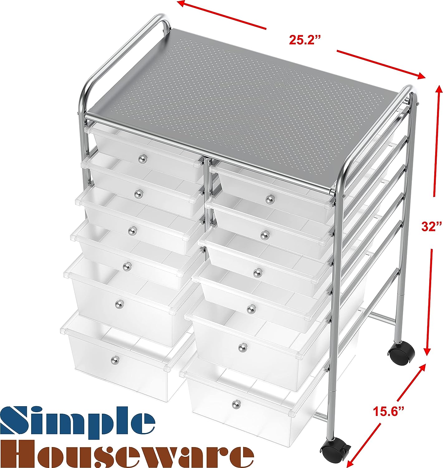 SimpleHouseware Utility Cart with 12 Drawers Rolling Storage Art Craft  Organizer on Wheels