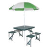 Stansport Picnic Table and Umbrella Combo - Green - Heavy Duty Plastic - Square