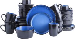 Stone Lain Albie 32-Piece Dinnerware Set Stoneware, Blue and Black