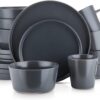 Stone Lain Coupe Stoneware Dinnerware Set, Service for 4, Gray Matte