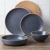 Stone Lain Lauren Stoneware Round Dinnerware Set, Charcoal, (Set of 16 Piece)
