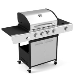 Summit Living Stainless Steel 4 Burner Propane Gas Grill with Side Burner