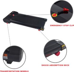 Sunny Health & Fitness Slim Walking Pad Treadmill for Under Desk or Home Office w/Optional Arm Exercisers or Automated Desk