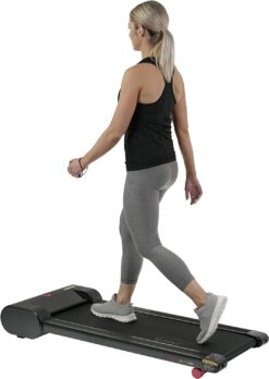 Sunny Health & Fitness Slim Walking Pad Treadmill for Under Desk or Home Office w/Optional Arm Exercisers or Automated Desk