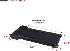 Sunny Health & Fitness Slim Walking Pad Treadmill for Under Desk or Home Office w/Optional Arm Exercisers or Automated Desk