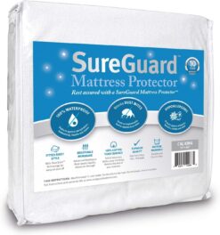 SureGuard California King Mattress Protector - 100% Waterproof, Hypoallergenic - Premium Fitted Cotton Terry Cover