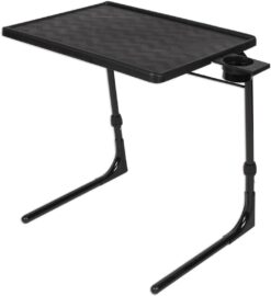 Table-Mate II Plus - Adjustable Folding TV Tray with Cup Holder, Black