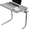 Table Mate II TV Tray Table - Folding TV Dinner Table, Couch Table Trays for Eating Snack Food, Stowaway Laptop Stand, Portable Bed Dinner Tray - Adjustable TV Table with 3 Angles, Cup Holder, Silver