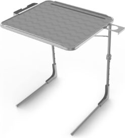 Table-Mate XL PRO TV Table Tray - Portable Adjustable Folding Trays for Eating or Work Laptop, Slate Gray