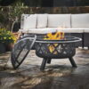Teamson Home 30" Outdoor Round Wood Burning Fire Pit with Steel Base, Black