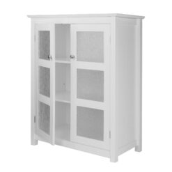Teamson Home Connor Floor Cabinet with 2 Glass Doors Cover white