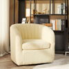 Teamson Home Monroe Swivel Tub Accent Chair with Faux Shearing, Ivory