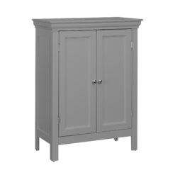 Teamson Home Stratford Contemporary Wooden Floor Storage Cabinet with Two Doors & Three Shelves, Gray