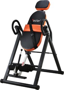 Teclor Inversion Table for Back Pain Relief, 350 lbs Capacity Strength Training Inversion Equipment, Decompression Table for Pain Therapy Training with Safe Belt & Comfortable Ankle Holders